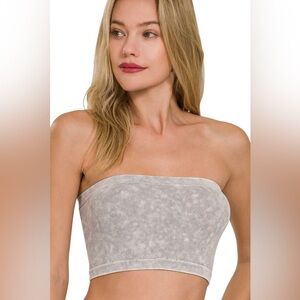Zenana Washed Ribbed Seamless Tube Top